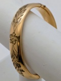 12K Gold filled BB Flower Etched Ladies Bangle Bracelet