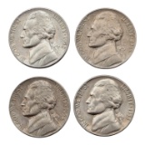 Lot of 4 Jefferson Nickels - 1952-1955