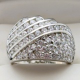Sterling Silver Swirl Ladies Cocktail Ring