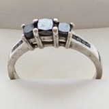 Sterling Silver Black Dazzling Rock Ladies Ring