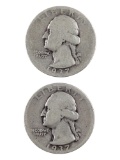 Lot of 2 Silver Washington Quarters - Both 1937
