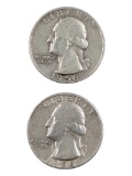 Lot of 2 Silver Washington Quarters - 1956, 1956-D