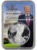 NGC 2021-W PF70 American Silver Eagle Dollar - Ultra Cameo - Trump 45th President