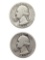 Lot of 2 Silver Washington Quarters - 1936, 1937