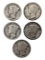 Lot of 5 Silver Mercury Dimes - 1935-1939