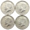 Lot of 4 Silver John F Kennedy Half Dollars - 1966-1969