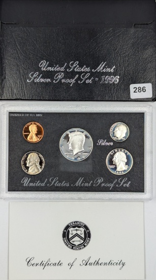 1996 Silver US Mint Proof Set w/ COA - Silver Half, Quarter & Dime