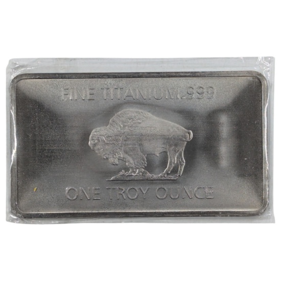 1 Ounce Fine .999 Titanium Bar - Buffalo