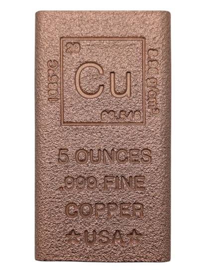 5 Ounce Fine .999 Copper Bar - Element