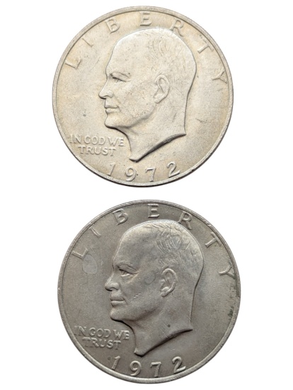 Lot of 2 Eisenhower "Ike" Dollars - 1972