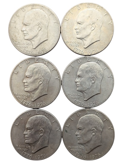 Lot of 6 Eisenhower "Ike" Dollars - All 1976