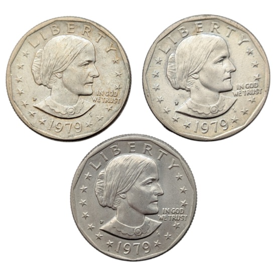 Lot of 3 Susan B. Anthony Dollars - All 1979