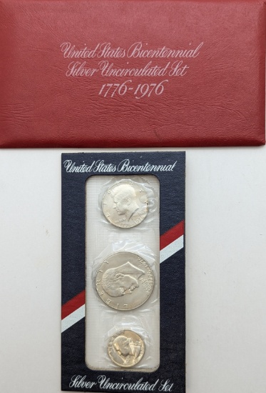 1976 US Mint Bicentennial Silver Uncirculated 3-Coin Set