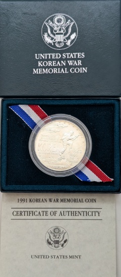 1991-D US Mint Korean War Memorial Silver Dollar w/ COA