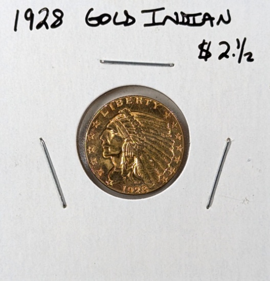 FEATURE 1928 Indian Head $2.50 Gold Coin