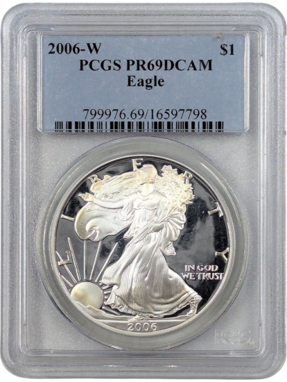 PCGS 2006-W PR69 DCAM American Silver Eagle Dollar - Proof