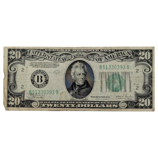 1934-C $20 Note - Green Seal