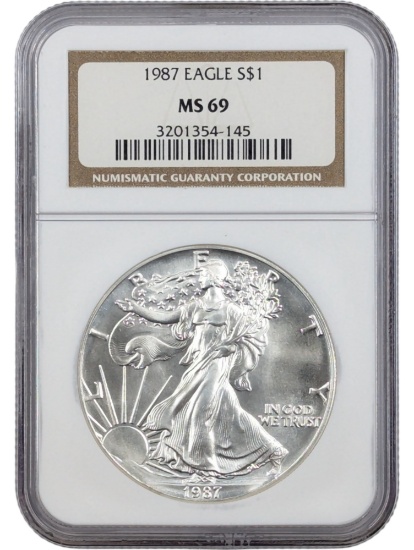 NGC 1987 MS69 American Silver Eagle Dollar