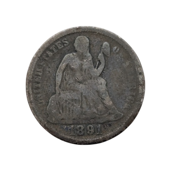 1891 Silver Seated Liberty Dime