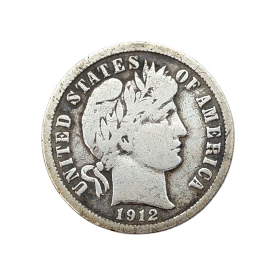 1912 Silver Barber Dime