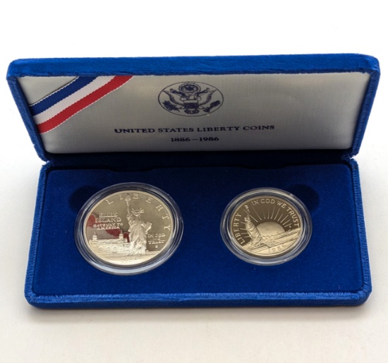 1986-S US Mint Liberty Silver 2-Coin Set