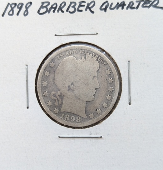 1898 Silver Barber Quarter