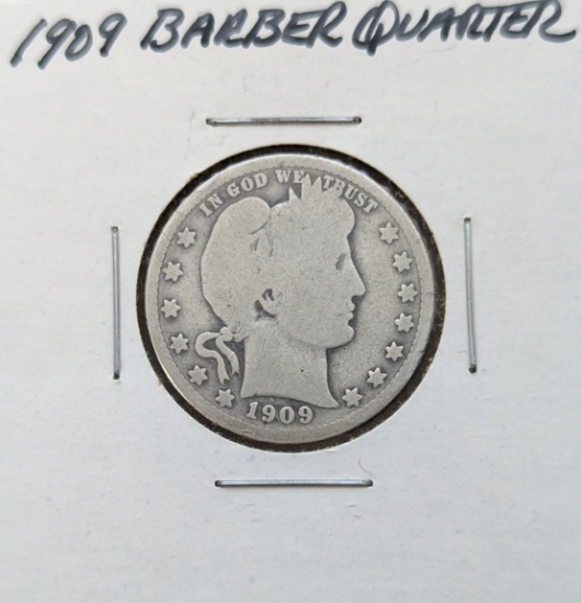 1909 Silver Barber Quarter