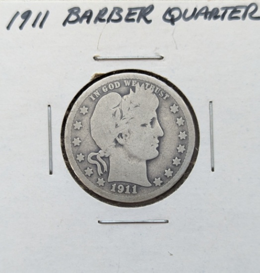 1911 Silver Barber Quarter