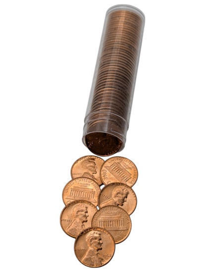 Tube of 50 - 1968-S Lincoln Cents - BU