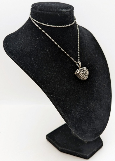 Sterling Silver Heart Locket Ladies Necklace