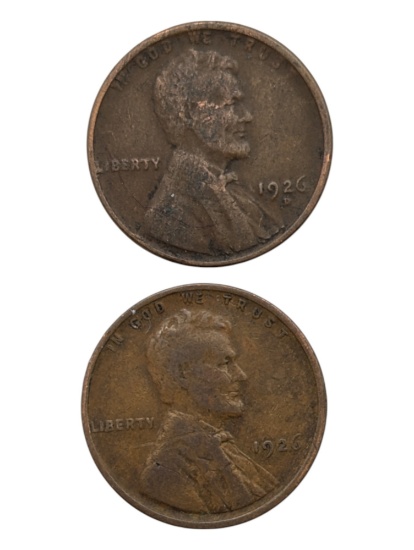 Lot of 2 Lincoln Wheat Cents - 1926 P/D