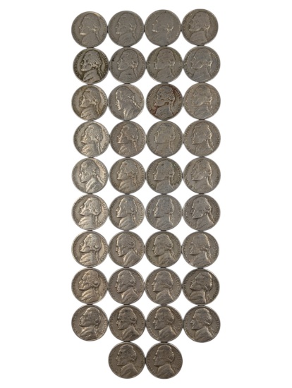 Lot of 38 Jefferson Nickels - 1941-1954