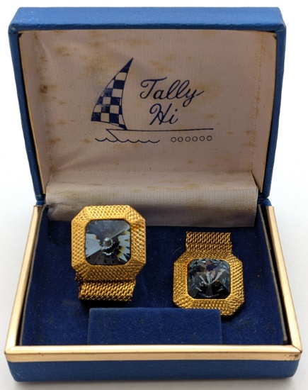 Vintage Tally Hi Gold tone Mesh Men's Cufflinks w/ Original Box