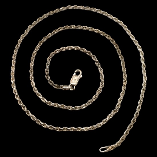 Italian Sterling Silver Rope Chain Necklace