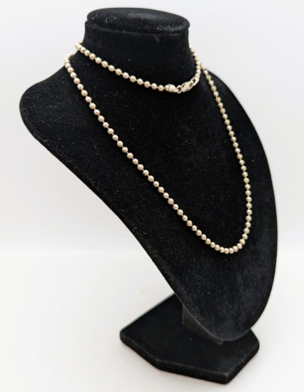 Italian Sterling Silver Bead Ball Chain Necklace