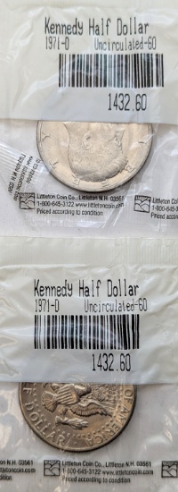 Lot of 2 - 1971-D John F Kennedy Half Dollars - Uncirculated