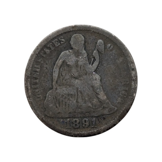 1891 Silver Seated Liberty Dime