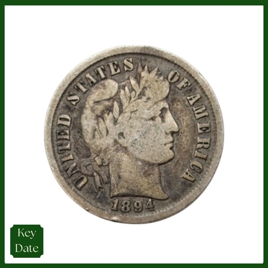 1894 Silver Barber Dime - KEY DATE