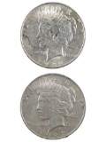 Lot of 2 Silver Peace Dollars - 1922, 1923