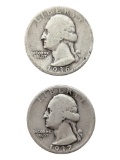 Lot of 2 Silver Washington Quarters - 1936, 1937