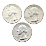 Lot of 3 Silver Washington Quarters - 1964(2), 1964-D