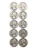 Lot of 10 Silver Washington Quarters - Consecutive 1940-1949