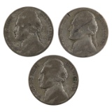 Lot of 3 Silver 1943 War Nickels