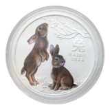 RARE - Colorized 1/2 oz Fine .999 Silver Round - 2023 Australia Rabbit