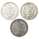 Lot of 3 Morgan Silver Dollars - 1878, 1879-S, 1880
