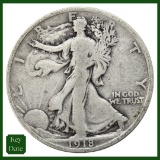 1918 Silver Walking Liberty Half Dollar - KEY DATE