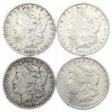 Lot of 4 Morgan Silver Dollars - 1880-1892