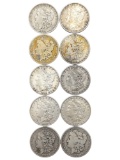 Lot of 10 Morgan Silver Dollars - 1880-1900