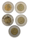 Lot of 5 Canada $2 Coins - 1996-2016