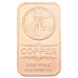 1 Ounce Fine .999 Copper Bar - Liberty